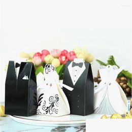 Cadeau cadeau 20pcs / lots robes de mariée marié et mariée avec ruban boîte de bonbons faveur cadeaux sac bricolage souvenirs s drop livraison maison jardin Dhunf