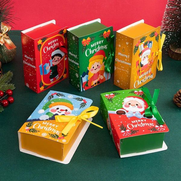 Enveloppe-cadeau 20pcs Marier Christmas Box Kraft Paper Livres Candy Packaging Santa Claus Kids Child Holiday Happy Year Party Favors