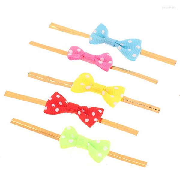 Cadeau Wrap 20pcs / Pack Sac Emballage Bowknot Sacs Attaches Sealingties Fournitures de fête Emballage de bonbons Noeud papillon Emballage Cravates en fil d'or