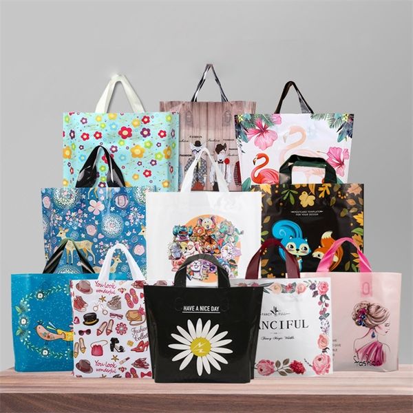 Envoltura de regalo 20 UNIDS Patrón Bolsas de Plástico Para Empaque de Negocios Regalo Impreso Joyería Bolsas de Compras Para Boutique Compras Dulces Dulces Fiesta 220922