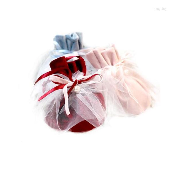 Envoltura de regalo 20 unids rosa azul rojo favores de boda bolsas de dulces tul bolsa dulce diseño único suministros de fiesta bolso bomboniera bolsita