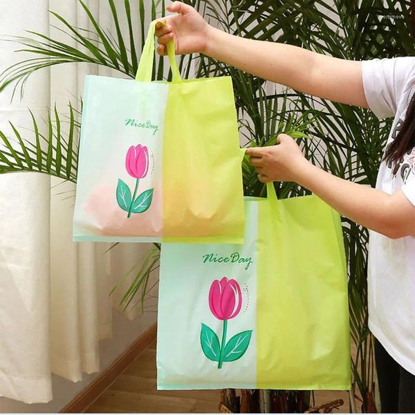 Emballage cadeau 20pcs sacs en plastique pour les entreprises avec poignée d'emballage bijoux magasin shopping vêtements fourre-tout