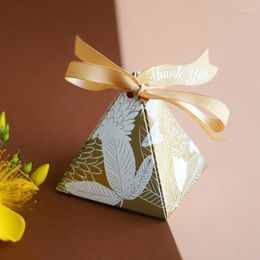 Emballage cadeau 20 pièces pyramide feuilles boîte à bonbons faveurs de mariage et boîtes à cadeaux chocolat pour les invités cadeaux fournitures de fête ruban