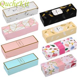 Geschenkwikkeling 20 stks rechthoekige marmering kartonnen doos zwarte pluim papier verpakking dozen chirstmas bedankt cake chocolade 230411