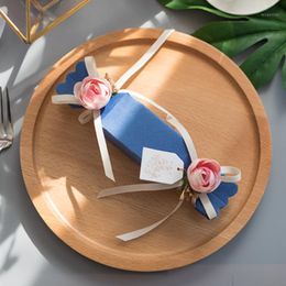 Emballage cadeau 20pcs Rose Fleurs Boîte Sacs de faveur de mariage Anniversaire Noël Chocolat Papier Emballage Sac de bonbons
