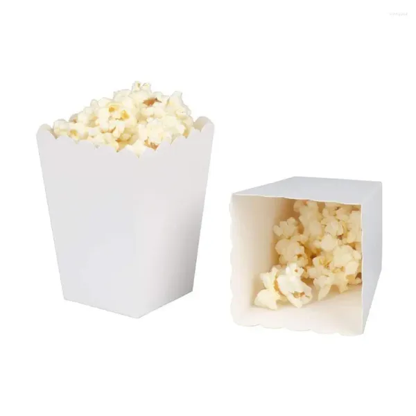 Cadeau cadeau 20pcs / set jetable blanc pur mini papier pop-corn boîte snack bonbons pour mariage fête d'anniversaire traiter fournitures Z9X8