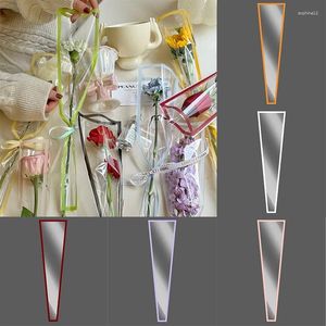 Enveloppe-cadeau 20pcs Single Rose Flower Emballage Sac Clear Cellophane Floral Emballages pour les sacs de bouquet de la fête des mères décor de fête de mariage