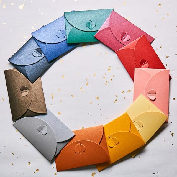 Emballage cadeau 20pcs petite perle colorée papier amour couleur enveloppe faire-part de mariage doré