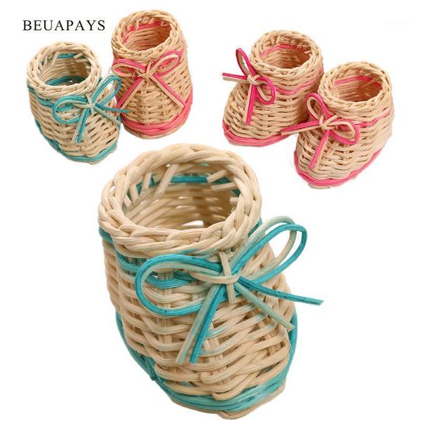 Envoltura de regalo 20pcs zapatos simples pequeños cesta de almacenamiento de ratán caja de dulces de dulces decoración de boda de la boda micro ornamento