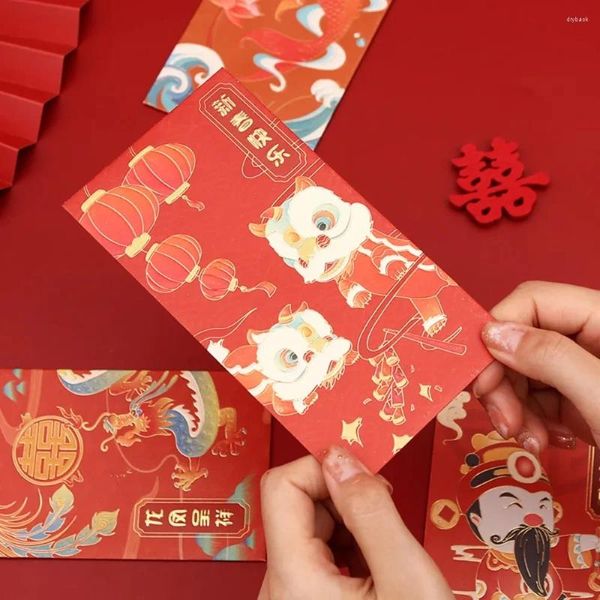 Cadeau cadeau 20pcs estampage festival de printemps enveloppe rouge dragon et phénix imprimé sac d'argent chanceux de style chinois