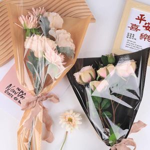 Cadeauverpakking 20st Valentijnsdag Multi-boeket Tas Roze Bloemen Boeket Inpakpapier Diy Materialen