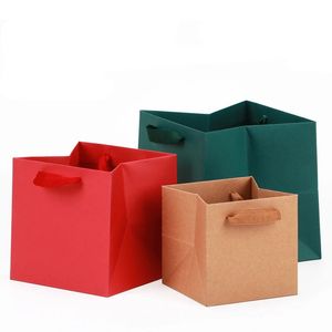 Cadeau cadeau 20pcs mariage papier gâteau boîte cadeau sac avec poignée carrée fleurs en pot boîte d'emballage fête d'anniversaire gâteau fleur sac personnalisé 231102