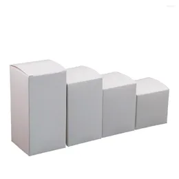 Envoltura de regalo 20 unids caja de papel kraft blanco plegable reciclable artesanía bricolaje jabón caramelo chocolate boda fiesta embalaje a prueba de polvo