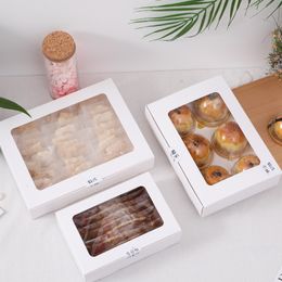Geschenkwikkeling 20pcSlot Witpapierbox met raam Kerstmis ES Brownies Verpakking Cookie Macaron Carton Wedding Candy 230411