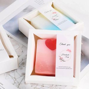 Emballage cadeau 20 ensembles boîte à savon faite à la main papier blanc plateau intérieur avec plastique Transparent extérieur noël fête de mariage faveur cadeau