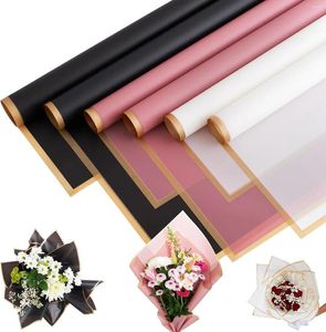 Geschenkwikkeling 20x Bloempapier Golden grens Rose Koreaanse stijl Half transparant bloemistisch boeketmateriaal