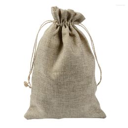 Geschenkwikkeling 20x30cm Kerstbasis Verjaardag Gunst Dank u Rustic Shabby Chic Drawstring Candy Burlap Jute verpakkingszakken Groothandel