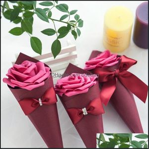 Geschenkwikkeling 22cm Bow Flower Kegel Candy Box Cajas de Regalo Pakkethouder Case Creative Sieraden Wedding Party Gefunie organisator Lipstick DH6E2