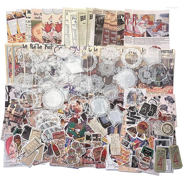 Papier Cadeau 230 Pcs Vintage Journaling Scrapbooking Fournitures Scrapbook Autocollants Papier Pour Journaux DIY Art Artisanat Avec Dentelle Autocollant