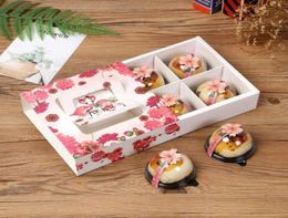 Enveloppe-cadeau 2351655cm Modèle de fleurs Boîte de gâteau de lune potable avec guidon Biscuit Biscuit Biscuit Boîtes d'emballage de pâtisserie103413983