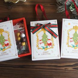 Envoltura de regalo 23x5x15cm 5 pcs Caja de diseño de árbol de Navidad rojo de oro con mango de cinta Homalización de galletas Pequeño envasado uso