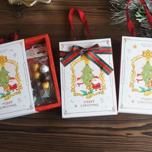 Enveloppe-cadeau 23x5x15cm 5 pcs Boîte de conception d'arbre de Noël rouge or avec poignée de ruban Cookie Chocolate Cuire un petit emballage Utilisation