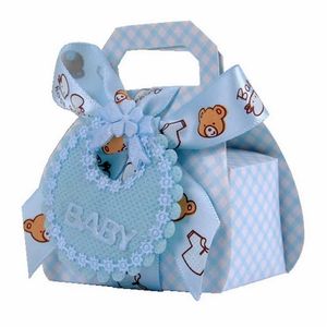 Envoltura de regalo 24/48pcs forma de oso papel bricolaje de boda de papel de baile Favor Cake de chocolate Cajas de dulces con etiquetas de babero Cintas 220913