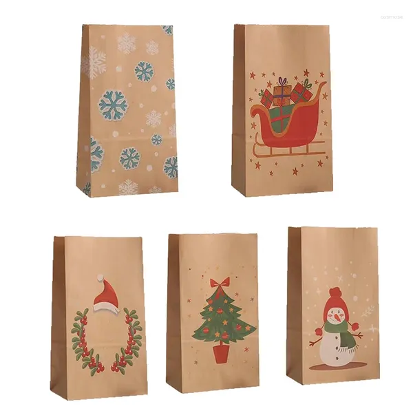 Enveloppe cadeau 24 / 48pcs Christmas Cookie Cookie Sac Kraft Paper Noël Santa Claus Emballage Navida Year Party Supplies