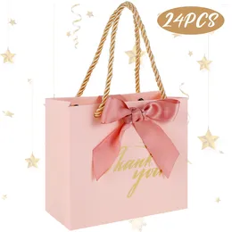 Enveloppe cadeau 24 / 48pcs petits sacs de remerciement présentes avec arc réutilisable en papier de fête de fête de mariage sac de faveur d'anniversaire de mariage