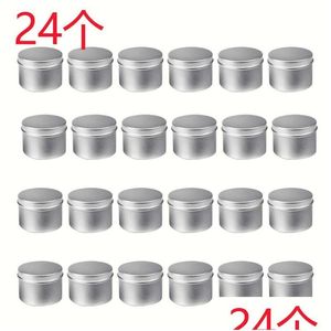 Envoltura de regalo 24 paquete de latas de metal redonda Caja vela de aluminio de aluminio de aluminio almacenamiento de jarra de aluminio vacío