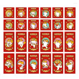 Emballage cadeau 24 pièces enveloppes rouges de l'année chinoise du tigre Hongbao 2023 paquets Lucky Money