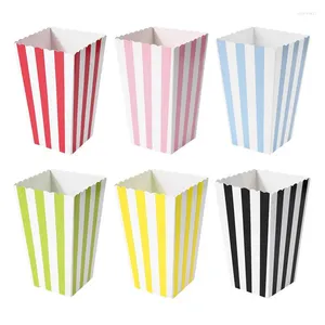 Enveloppe-cadeau 24 PCS Favor Candy Treat Popcorn Bolles Boîtes à bandes colorées pour le mariage Birthday Corn Kid