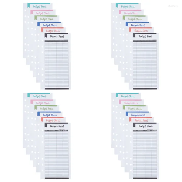 Envoltura de regalo 24 PCS Tarjetas de presupuesto de seis colores Carpeta de negocios Consumo Suministros de oficina Moneda Papel de registro de efectivo
