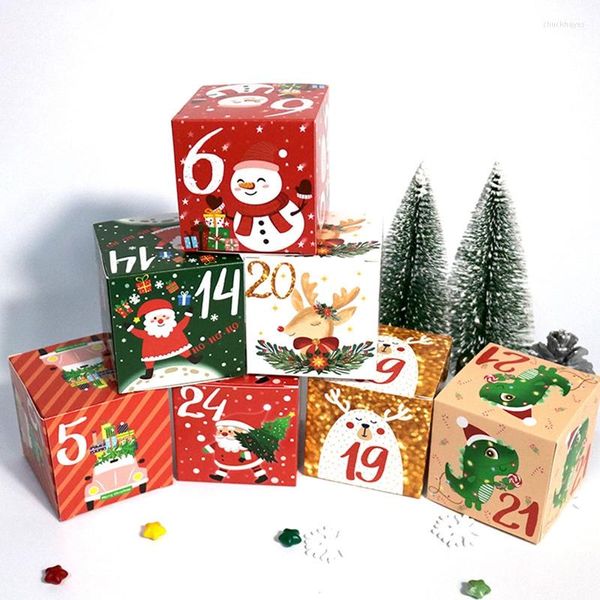 Emballage cadeau 24 pièces boîtes de fête de noël sacs sac de bonbons de noël papier kraft pour fournitures de décoration