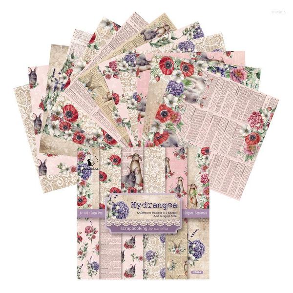 Emballage cadeau 24 feuilles 6X6 Vintage fleurs romantiques Pâques Scrapbooking Art fond papier carte faisant bricolage Po artisanat