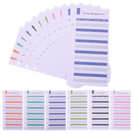 Emballage cadeau 24 feuilles Planificateur de cartes budgétaires Cartes de consommation Clips de reliure colorés Inserts portables Papier Cartes de notes colorées pratiques