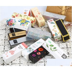 Geschenkwikkeling 24 Style Colorf Kraft Paper Box Craft Lipstick Parterbord Packaging Boxes Birthday Party Packing Pack LZ0841 Drop DHG1N