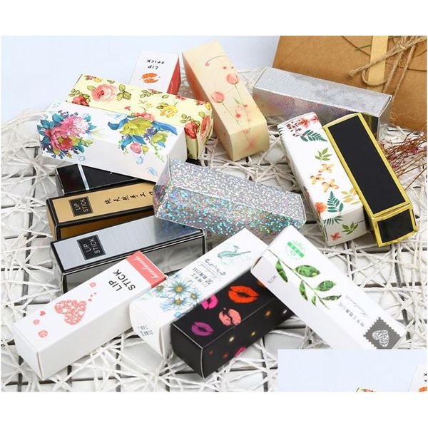 Envoltura de regalo 24 Estilo Colorf Caja de papel Kraft Craft Lápiz labial Cartón Cajas de embalaje Fiesta de cumpleaños Paquete de embalaje Lz0841 Entrega de gota H Dhx1T