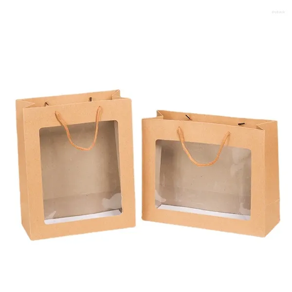 Cadeau cadeau 24pcs sacs avec poignées fenêtre transparente papier pop-corn pour mariage nuptial baby shower anniversaire fête anniversaire