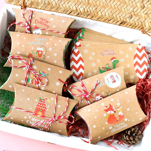 Cadeau cadeau 24pcs compte à rebours jusqu'au calendrier de l'avent de Noël kit kraft boîte d'oreiller fête de vacances friandises porte-pochette de bonbons fournitures d'emballage 221125