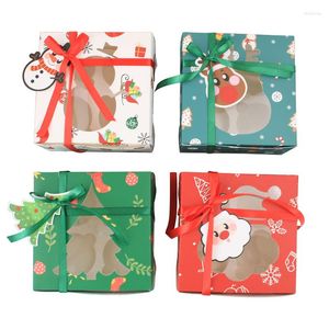 Geschenkwikkeling 24 -stcs Cupcake Box Santa Claus ChristmasTree Snowman Patroon inclusief binnenste ondersteuningsaccessoires Cake -dozen en verpakkingsfeestje