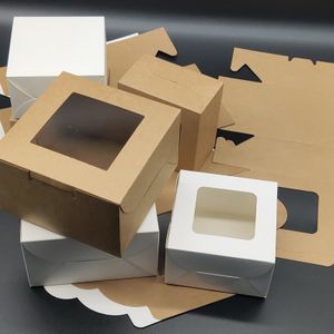 Emballage cadeau 24 pièces papier Kraft avec fenêtre en PVC affichage étui à bonbons paquet cadeau boîtes blanches fournitures d'emballage de fête 230316