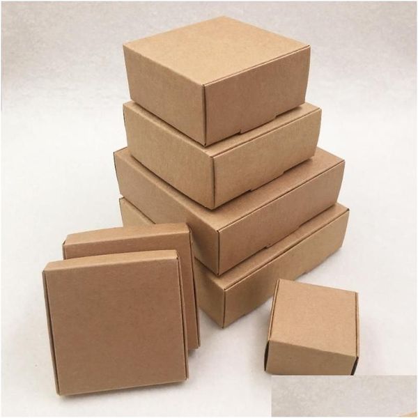 Cadeau cadeau 24pcs / lot 7 tailles petite boîte d'emballage en carton kraft savon à la main bonbons pour décorations de mariage fournitures de fête d'événement drop d dhwpt