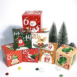 Cadeau cadeau 24pcs / lot Noël Calendrier de l'Avent Boîte Enfants Noël pour la maison Année Faveurs Noel Navidad Décor 2024