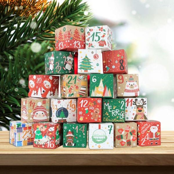 Emballage cadeau 24 pièces joyeux Noël boîte Navidad Candy Cookie avec numéro papier alimentaire