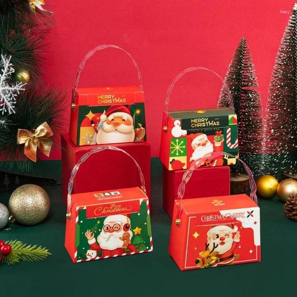 Envoltura de regalos 24 piezas Feliz navidad Kraft Paper Box Packaging Red Candy Chocolate Decoración de niños Decoración de años hechos a mano Favores