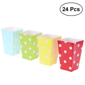 Cadeau cadeau 24pcs boîtes de pop-corn porte-conteneurs cartons sacs en papier de bonbons polka pour cinéma de mariage anniversaire carnavalgift