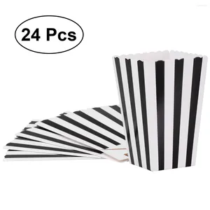 Geschenkwikkeling 24 -stcs Popcornboxen Stipe Patroon Duarble Portable Containers Paper Box voor dessertfilmtheater