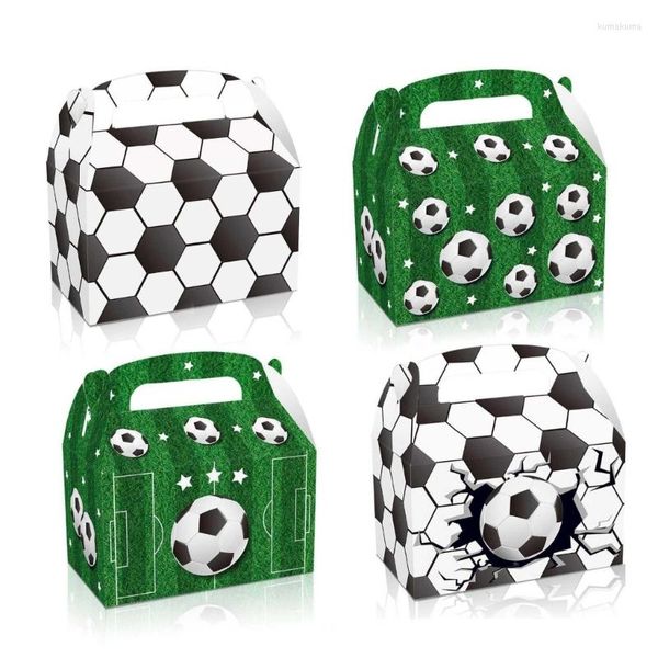 Emballage cadeau 24PCS Soccer Party Treat Box Football Boxes Candy Cookie Avec Poignée Pour Anniversaire De Noël