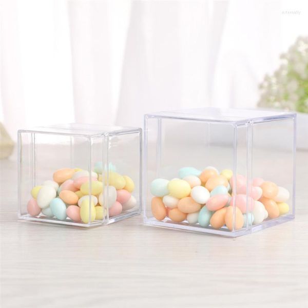 Cadeau cadeau 24pcs boîte de bonbons en plastique transparent biscuits biscuits conteneur emballage fête boîtes de friandises sacs d'emballage carrés pour les entreprises